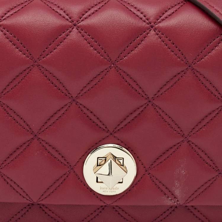 مملوكة مسبقًا Kate Spade Burgundy Quilted Leather Natalia Crossbody Bag