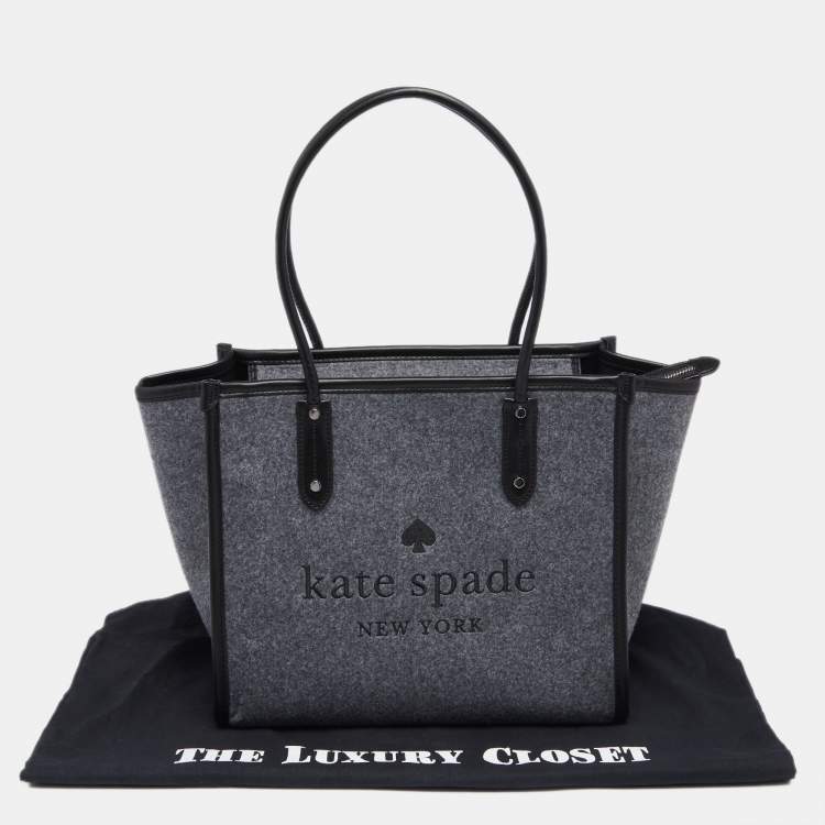 مملوكة مسبقًا Kate Spade Grey/Black Felt Fabric and Leather Ella Tote 