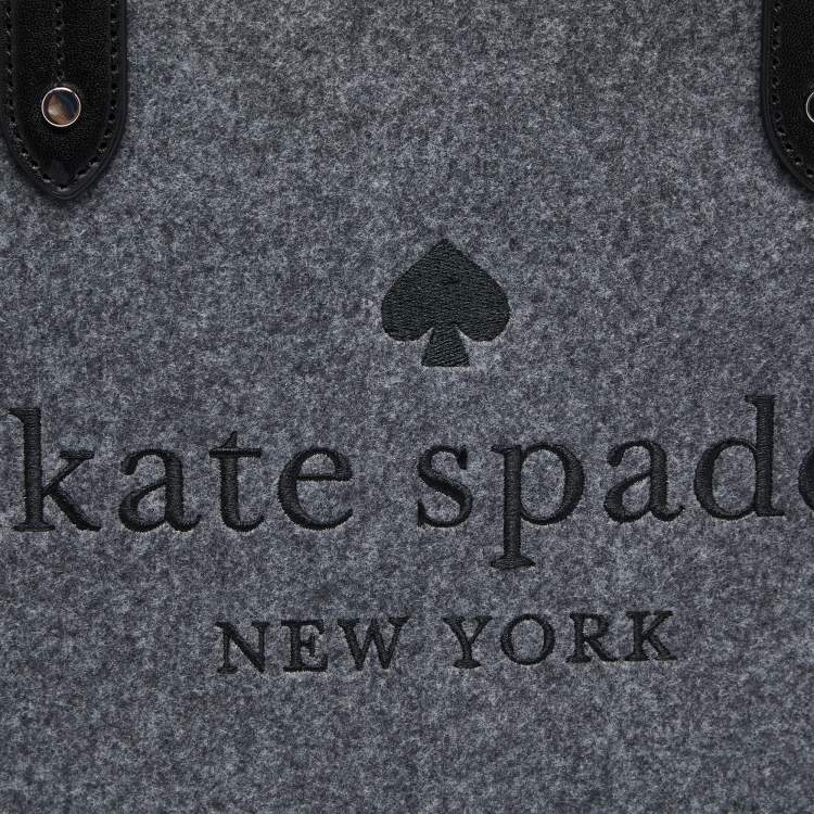 مملوكة مسبقًا Kate Spade Grey/Black Felt Fabric and Leather Ella Tote 