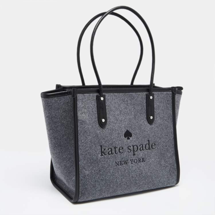 مملوكة مسبقًا Kate Spade Grey/Black Felt Fabric and Leather Ella Tote 