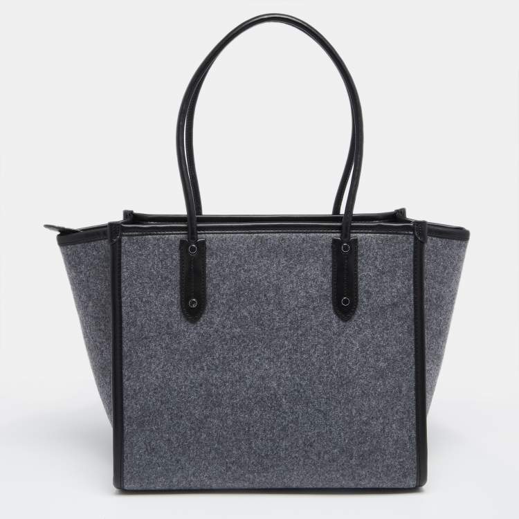 مملوكة مسبقًا Kate Spade Grey/Black Felt Fabric and Leather Ella Tote 
