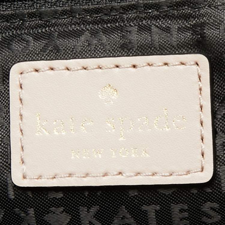 Pre Owned Kate Spade Black/Pale Pink Leather Wright Place Karla Tassel Tote