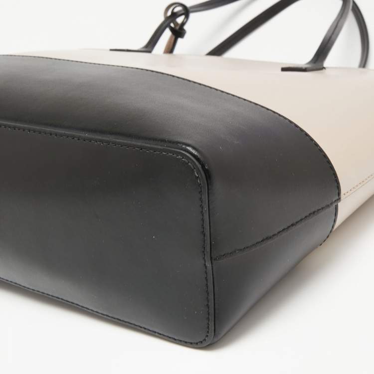 Pre Owned Kate Spade Black/Pale Pink Leather Wright Place Karla Tassel Tote