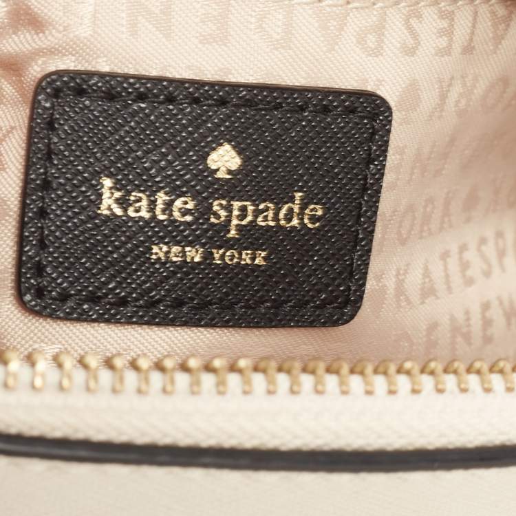 Pre Owned Kate Spade Black/Vanilla Leather Reiley Satchel