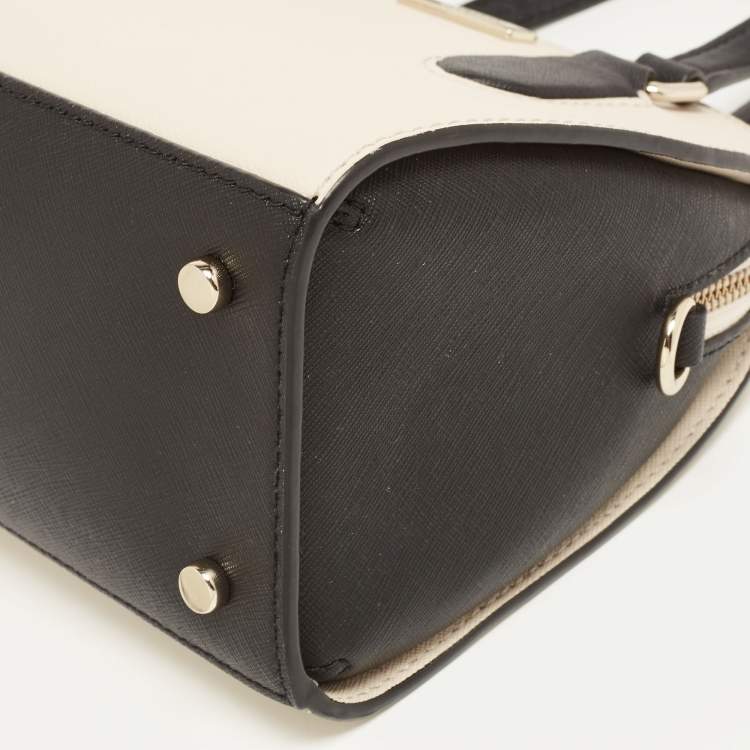 Pre Owned Kate Spade Black/Vanilla Leather Reiley Satchel