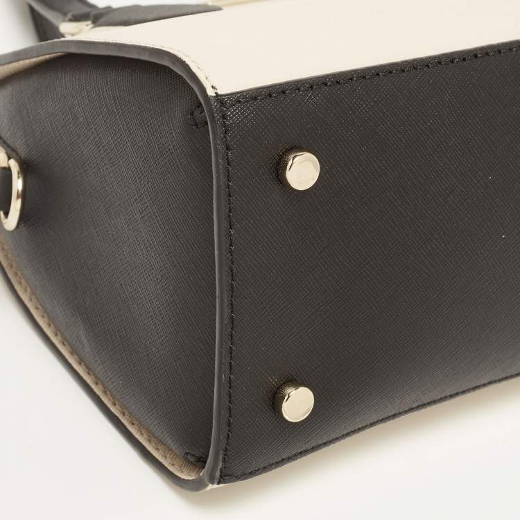 Pre Owned Kate Spade Black/Vanilla Leather Reiley Satchel