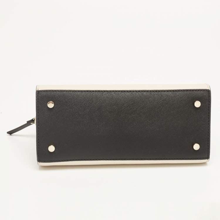 Pre Owned Kate Spade Black/Vanilla Leather Reiley Satchel