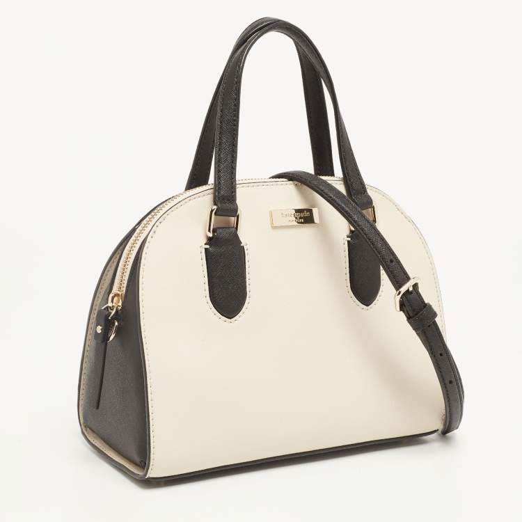 Pre Owned Kate Spade Black/Vanilla Leather Reiley Satchel