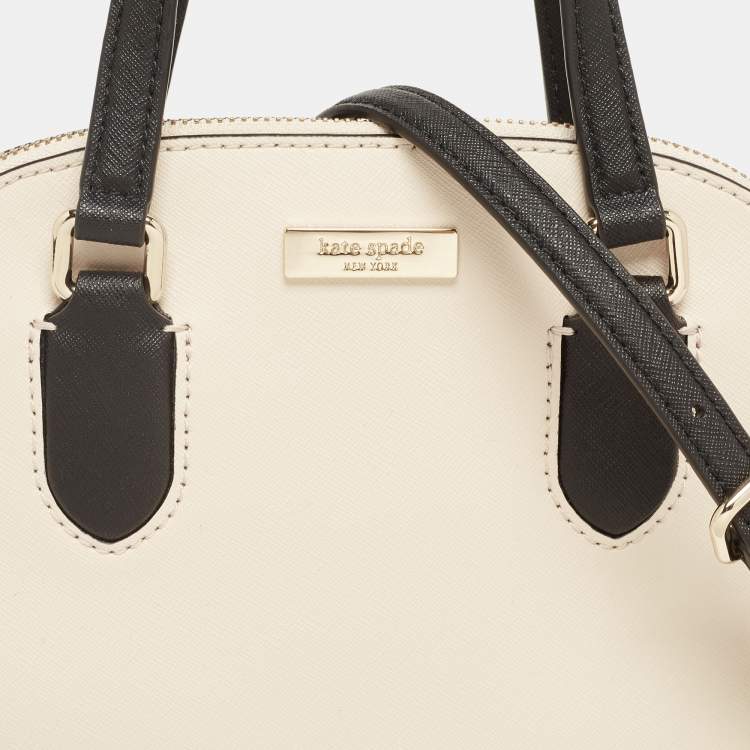 Pre Owned Kate Spade Black/Vanilla Leather Reiley Satchel