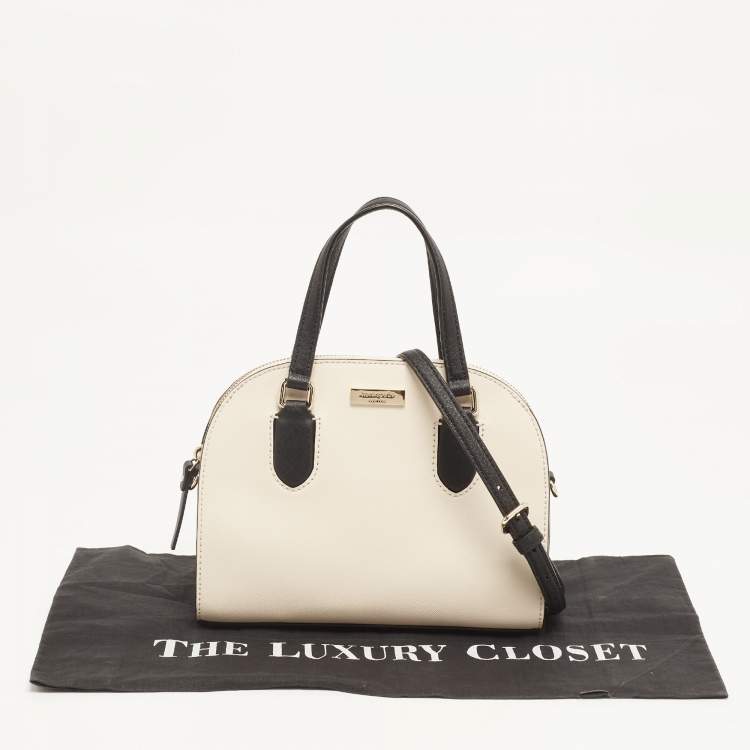 Pre Owned Kate Spade Black/Vanilla Leather Reiley Satchel