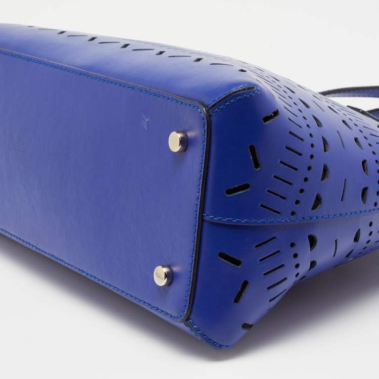 مملوكة مسبقًا Kate Spade Blue Laser Cut Leather Satchel 