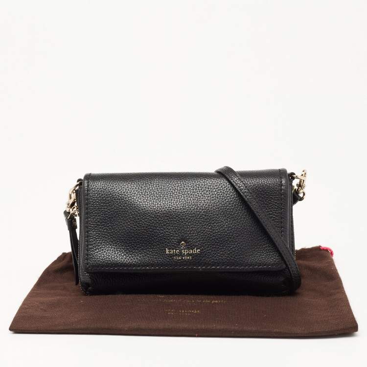 Pre Owned Kate Spade Black Leather Flap Crossbody Bag