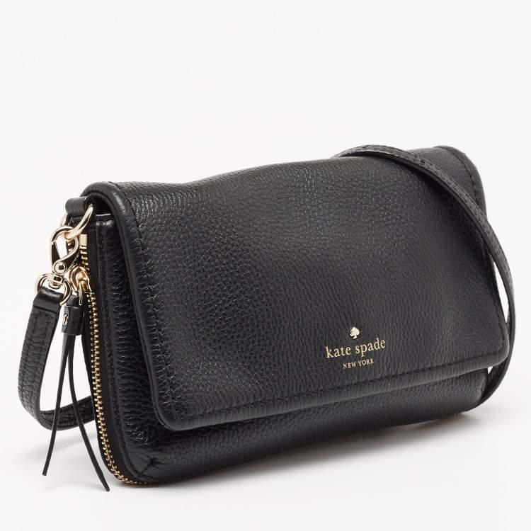 Pre Owned Kate Spade Black Leather Flap Crossbody Bag