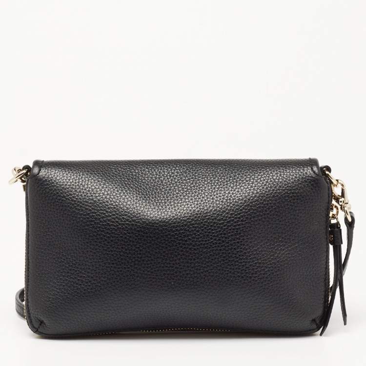 Pre Owned Kate Spade Black Leather Flap Crossbody Bag