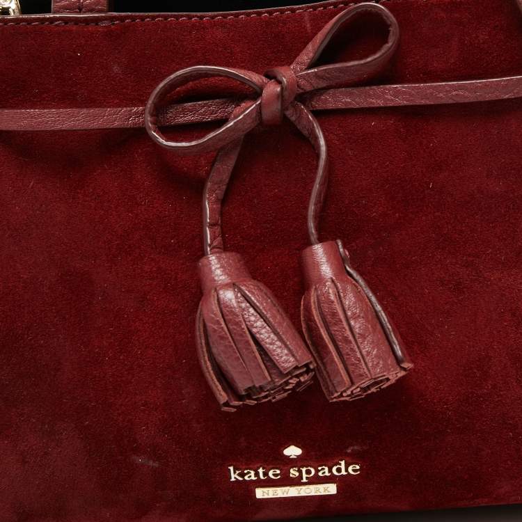مملوكة مسبقًا Kate Spade Burgundy Leather And Suede Hayes Street Satchel