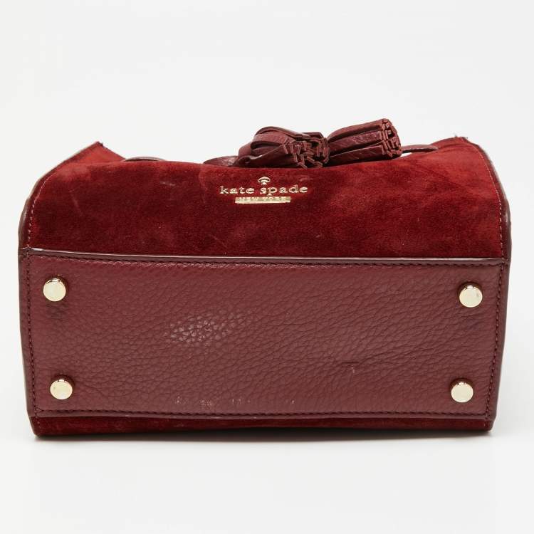 مملوكة مسبقًا Kate Spade Burgundy Leather And Suede Hayes Street Satchel