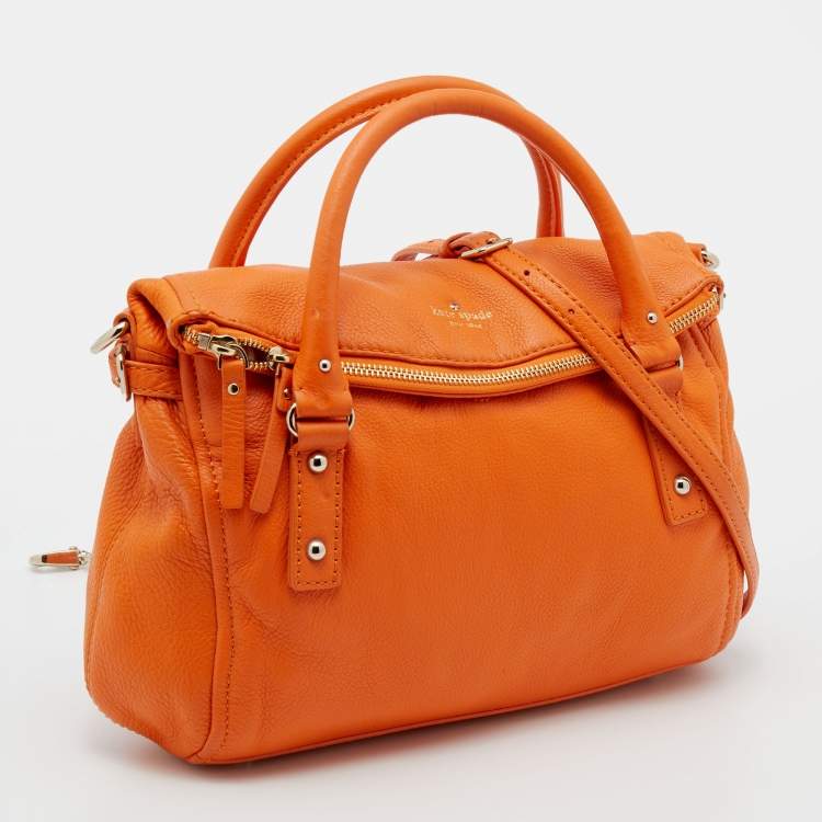 Pre Owned Kate Spade Orange Leather Cobble Hill Leslie Satchel