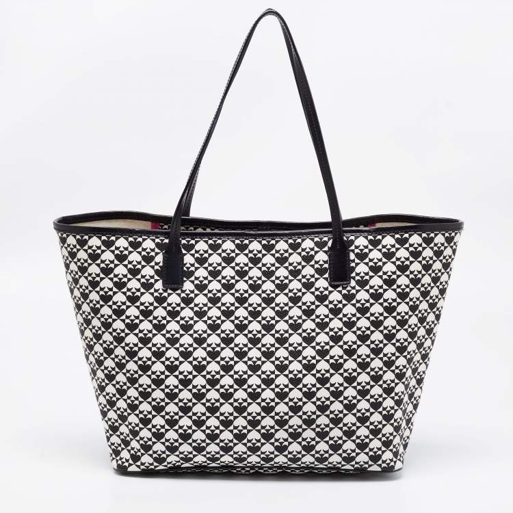 Pre Owned Kate Spade Black/White Coated Canvas Margareta Penn Place Tote 