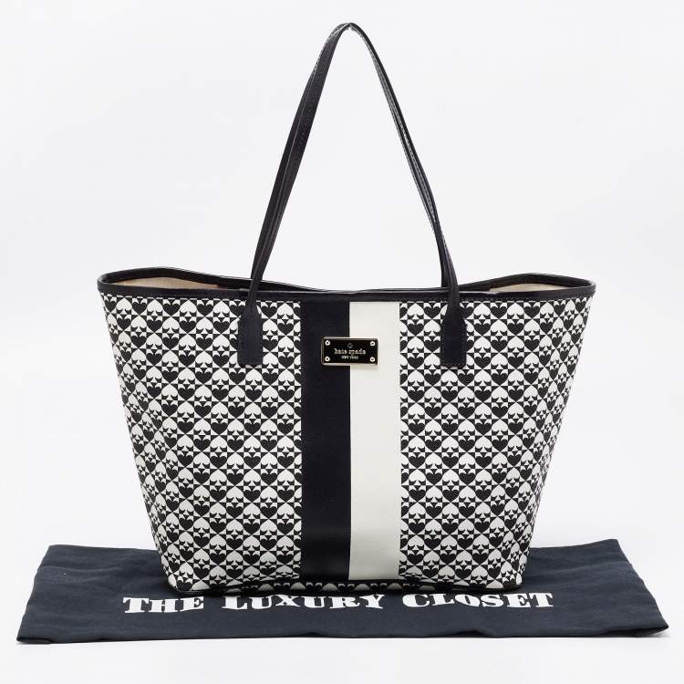 Pre Owned Kate Spade Black/White Coated Canvas Margareta Penn Place Tote 
