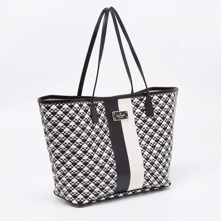 Pre Owned Kate Spade Black/White Coated Canvas Margareta Penn Place Tote 