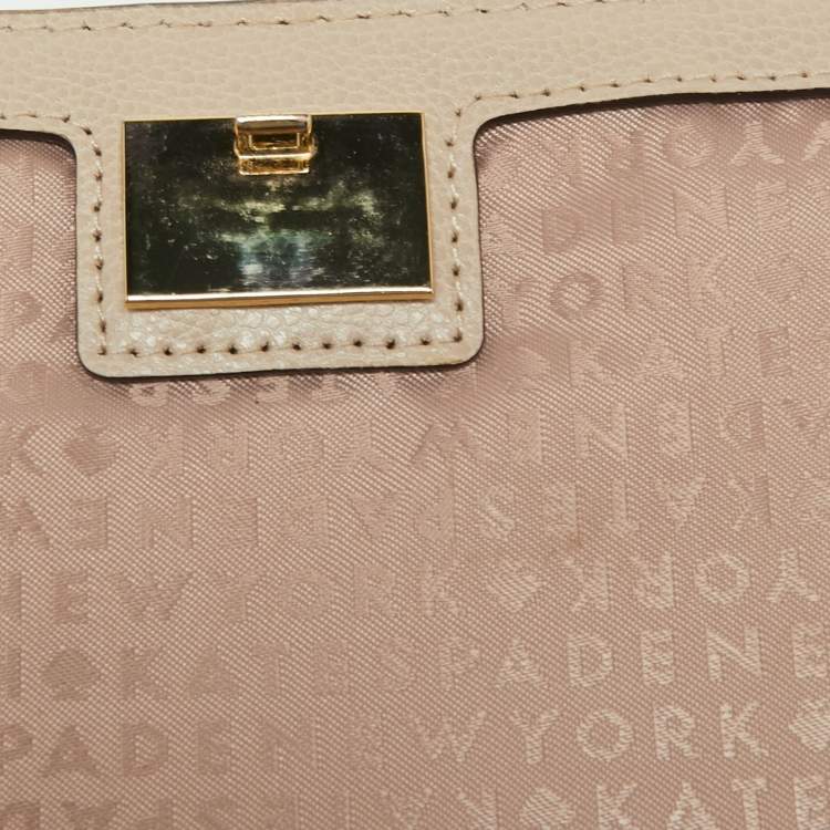 Pre Owned Kate Spade Beige/White Leather Flap Top Handle Bag
