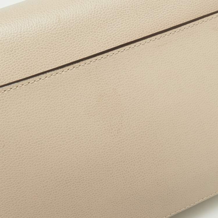 Pre Owned Kate Spade Beige/White Leather Flap Top Handle Bag