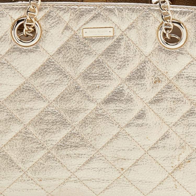 Pre Owned Kate Spade Metallic Gold Quilted Leather Maryanne Tote