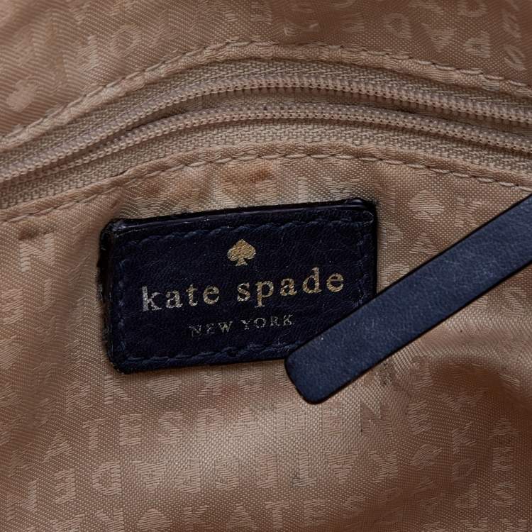 Pre Owned Kate Spade Dark Grey Leather Perforated Flap Shoulder Bag