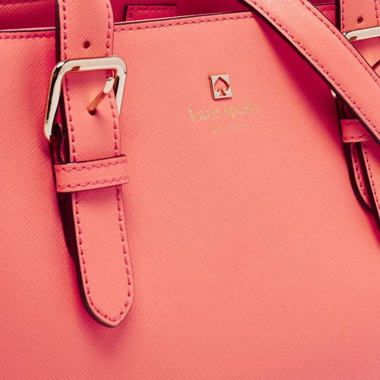 Pre Owned Kate Spade Coral Orange Leather Cove Street Airel Tote