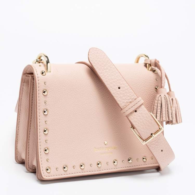 مملوكة مسبقًا Kate Spade Light Pink Leather Studded Flap Crossbody Bag