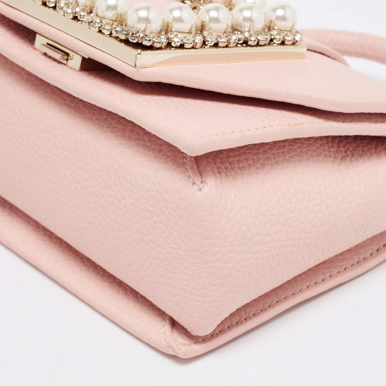 Pre Owned Kate Spade Beige Leather Pearl Embellished Top Handle Bag