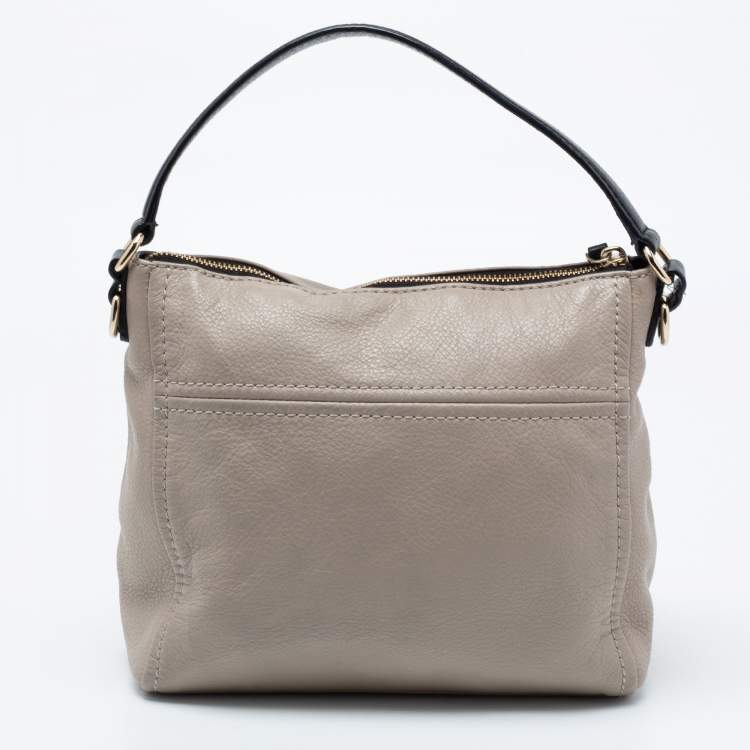 Pre Owned Kate Spade Grey/Black Leather Top Handle Bag