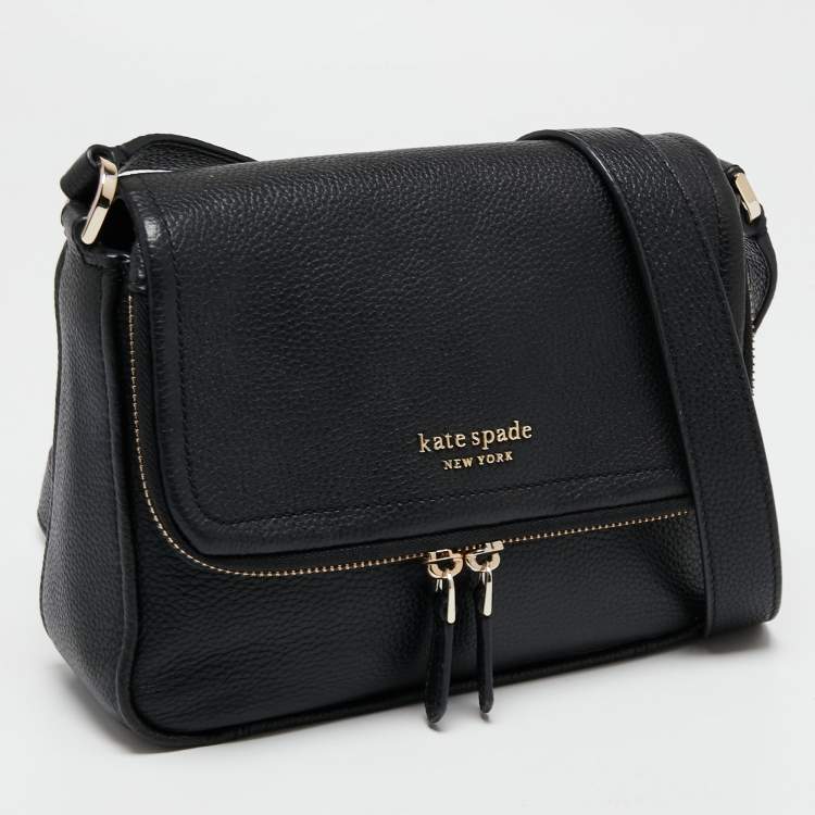 Pre Owned Kate Spade Black Leather Run Around Crossbody Bag