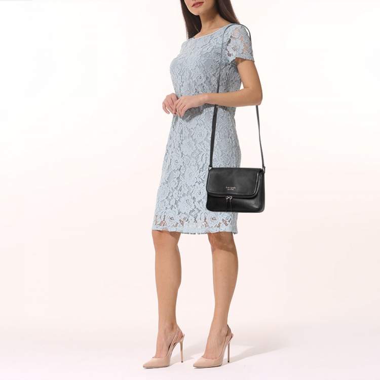 Pre Owned Kate Spade Black Leather Run Around Crossbody Bag