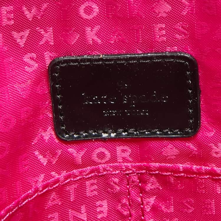 Pre Owned Kate Spade Cream/Black Stripe Patent Leather Tote