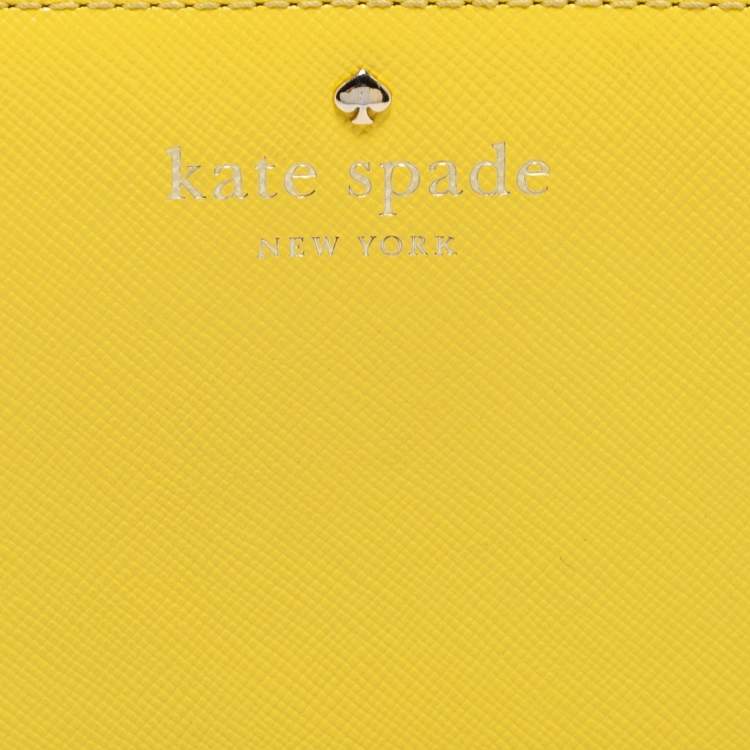 Pre Owned Kate Spade Yellow Leather Zip Around Wallet
