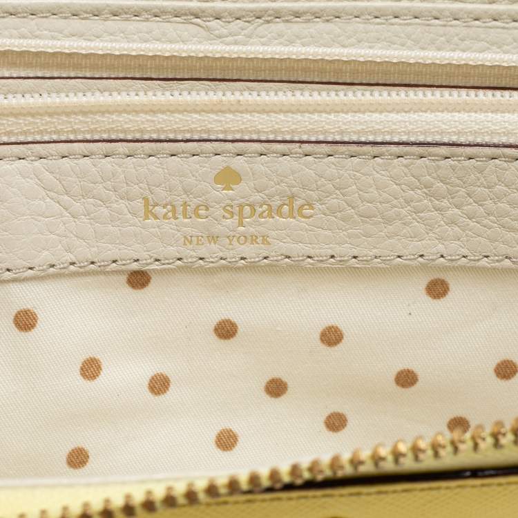 Pre Owned Kate Spade Yellow Leather Zip Around Wallet