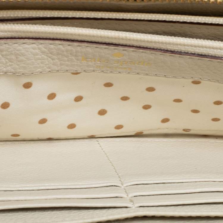 Pre Owned Kate Spade Yellow Leather Zip Around Wallet