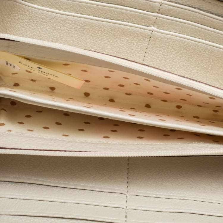 Pre Owned Kate Spade Yellow Leather Zip Around Wallet