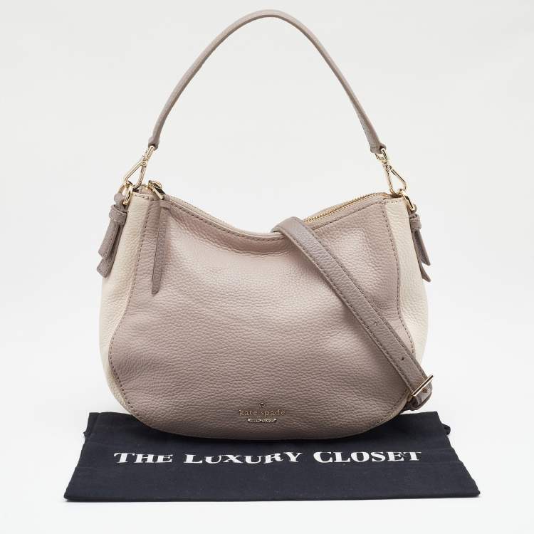 Pre Owned Kate Spade Grey/Off White Leather Cobble Hill Mylie Shoulder Bag