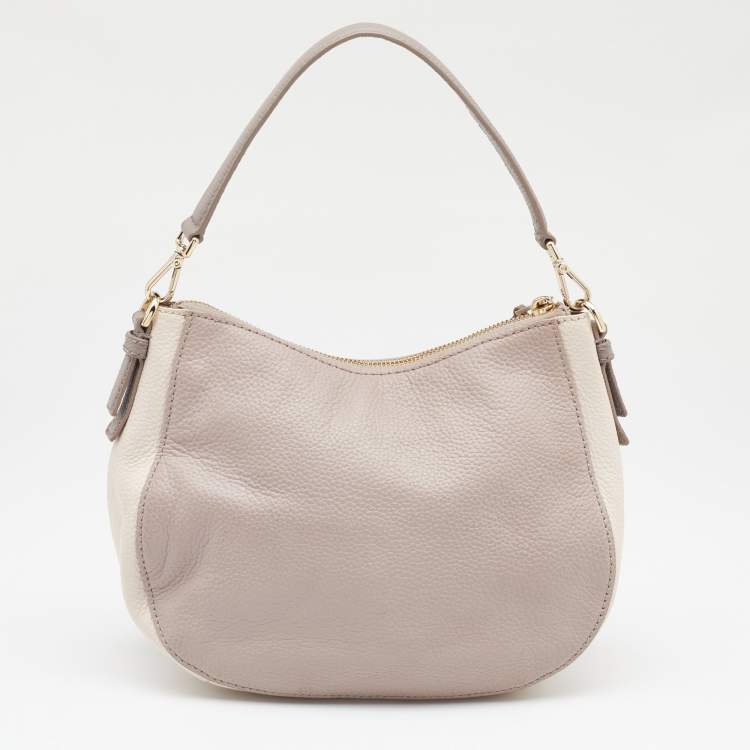 Pre Owned Kate Spade Grey/Off White Leather Cobble Hill Mylie Shoulder Bag
