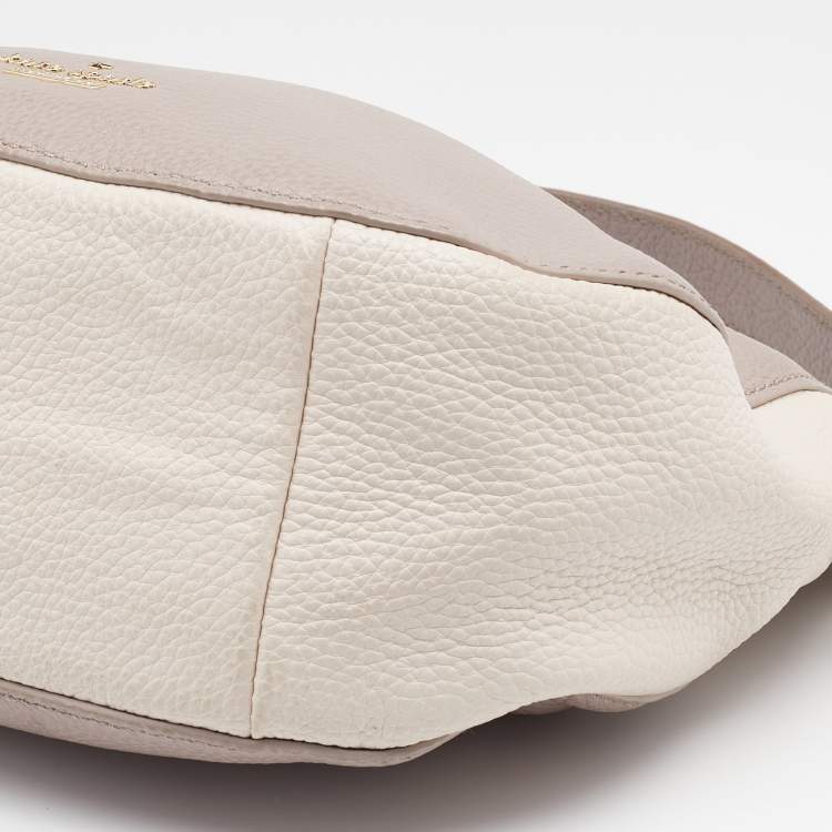 Pre Owned Kate Spade Grey/Off White Leather Cobble Hill Mylie Shoulder Bag