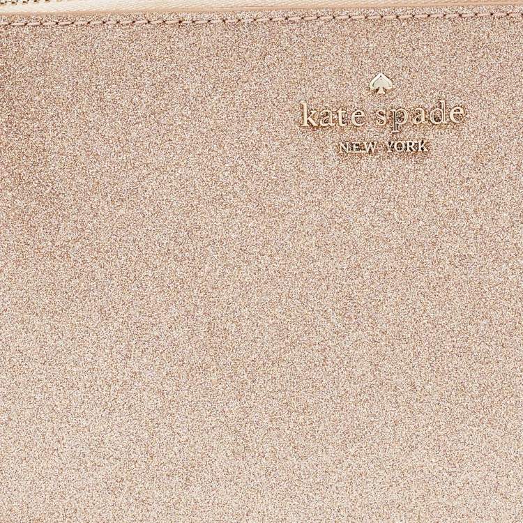 Pre Owned Kate Spade Rose Gold/Pink Glitter and Leather Shoulder Bag