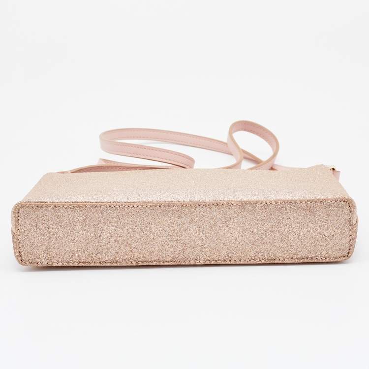 Pre Owned Kate Spade Rose Gold/Pink Glitter and Leather Shoulder Bag