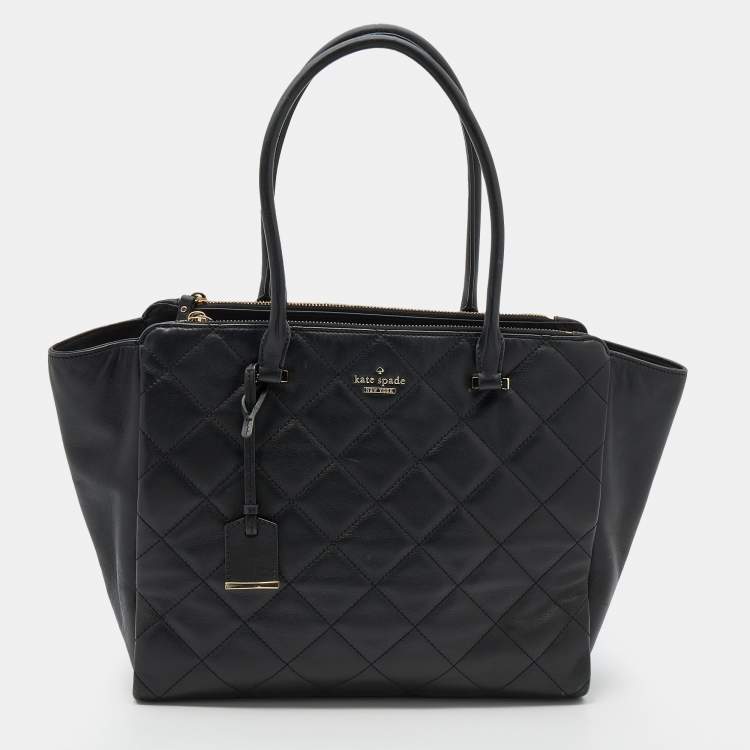 Pre Owned Kate Spade Black Quilted Leather Tote