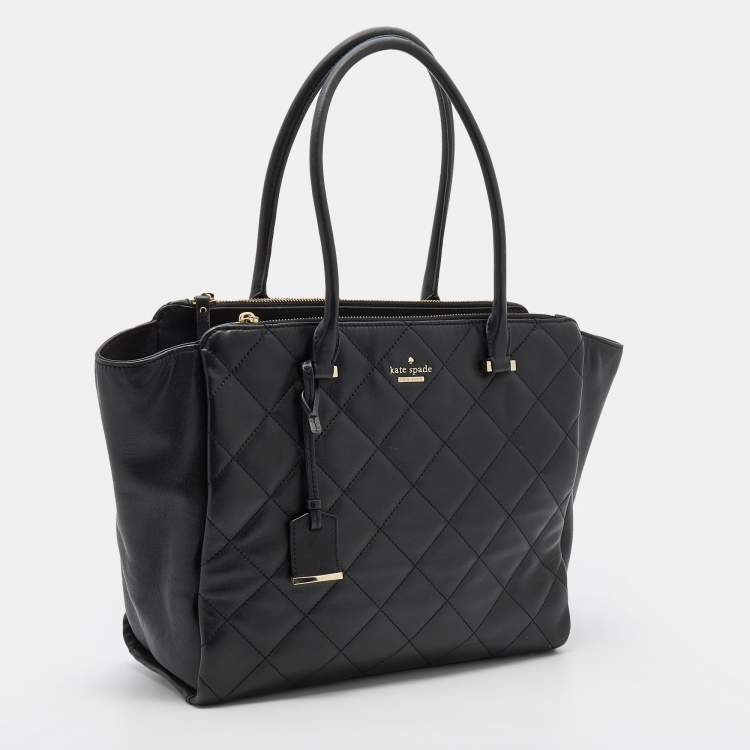 Pre Owned Kate Spade Black Quilted Leather Tote