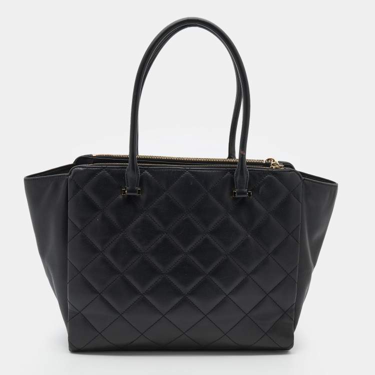 Pre Owned Kate Spade Black Quilted Leather Tote