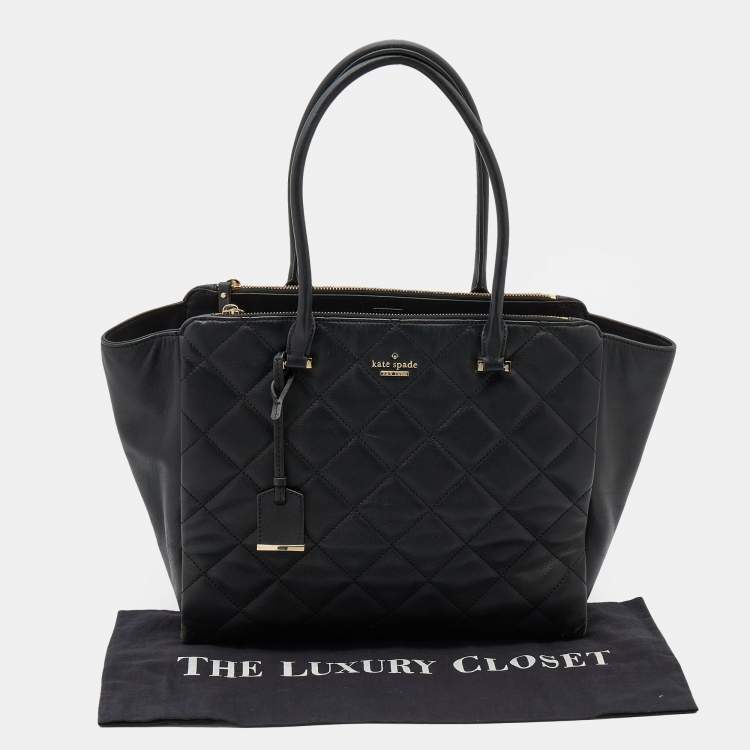 Pre Owned Kate Spade Black Quilted Leather Tote