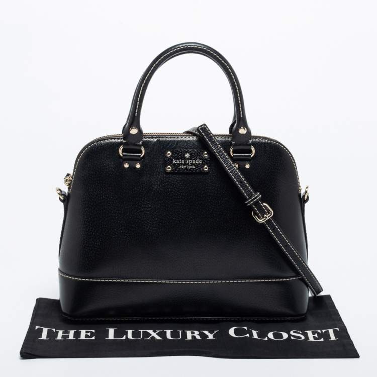مملوكة مسبقًا Kate Spade Black Leather Large Wellesley Rachelle Dome Satchel