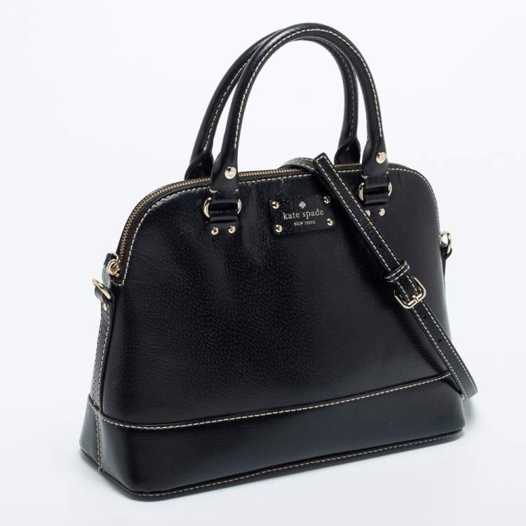 مملوكة مسبقًا Kate Spade Black Leather Large Wellesley Rachelle Dome Satchel